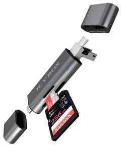 ICY BOX USB OTG czytnik kart pendrive do smartfona i tabletu z systemem Android, SD i micr - Zdjęcie 1 z 10