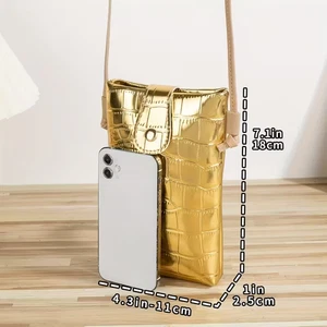 Bandolera de PVC dorada y champán para mujer - Elegante correa desmontable - Imagen 1 de 4