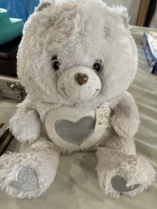 13" PLUSH 25th SWAROVSKI CRYSTAL EYES SILVER TENDERHEART FLOPPY CARE BEAR TOY - Picture 1 of 10