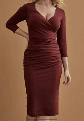 Bravissimo Leila 3/4 Slv Wrap Dress Brick RedSize Really/super Curvy US 10 - Image 1 of 2