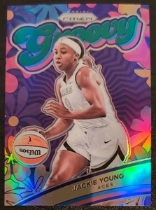 Jackie Young #6 Green Prizm Groovy Inset 2024 Panini Prizm WNBA Card - Picture 1 of 2
