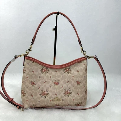 Coach Laurel Shoulder Bag In Signature Canvas With Floral Print Sand CAL36 NWT - Image 1 of 4