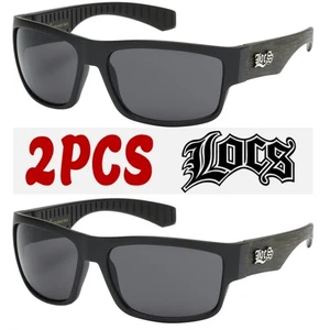 2 Pack LOCS Hardcore Black  Sunglasses Classic Lowrider Shades 91113 Wood - Picture 1 of 2