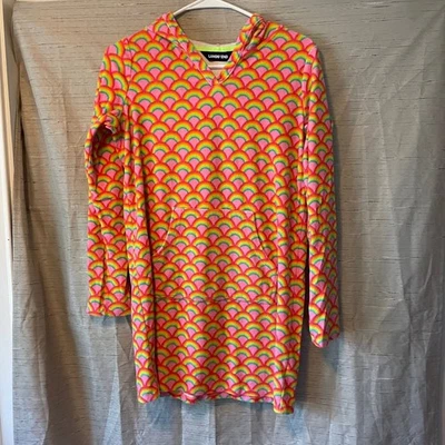 Traje de baño Lands End encubrimiento o minivestido con capucha. Arco iris!. Talla XL 14-16. Foto 1 de 4