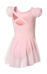  Ballet Leotards for Girls Ballet Leotard with Skirt Toddler 6-8 Years Pink - Picture 1 of 6