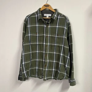 Old Navy Heavyweight Flannel Button Up Shirt Men's 2XL Green Square Regular Fit - Picture 1 of 6