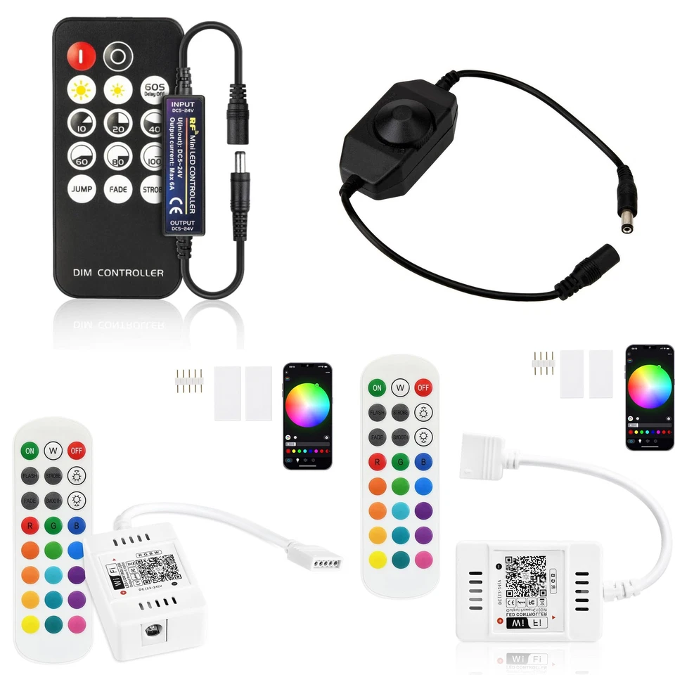 Smart APP WiFi RGB RGBW LED Streifen Remote Controller Android Echo Alexa Dimmar - Imagen 1 de 1