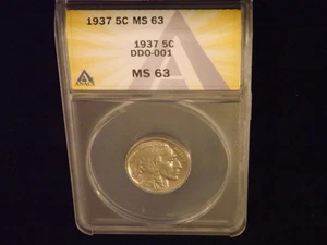 1937       5 C           Buffalo Nickel           DDO          ANACS  MS 63 - Picture 1 of 2
