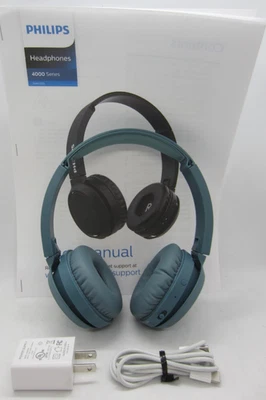 PHILIPS TAH4205XT BLUE WIRELESS BLUETOOTH LIGHTWEIGHT HEADPHONES 4000 SERIES - Image 1 of 4