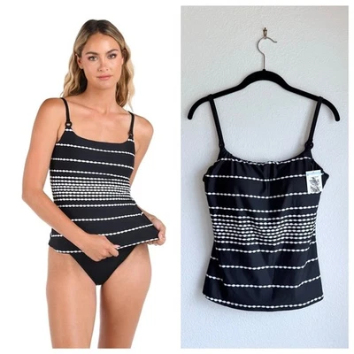 NWT La Blanca City Lights Lingerie Strap Underwire Tankini Top in Black Size 10 - Image 1 of 4