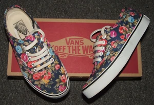 VANS Authentic Floral Navy Classic Lace-Up LowTop Canvas Sneakers - Size EUR 36 - Bild 1 von 14