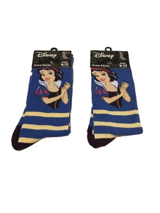 Disney Principesse Biancaneve 2 Paia Calze Crew Adulto Taglia 9-13 Nuove con etichette - Foto 1 di 4