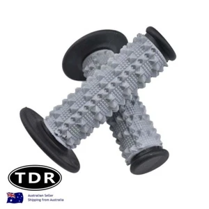 Black/Grey MX Motorbike Hand Grips Dirt Pit Quad Bike Handle bars 22mm 7/8" - Picture 1 of 5