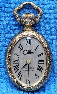 Colibri Gold Tone Woman’s 17 Jewel Incabloc Necklace Watch From France. - Picture 1 of 6