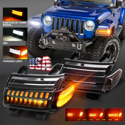 Luces de señal de giro secuenciales LED de humo para Jeep 2018+ Wrangler JL Gladiator JT Foto 1 de 4