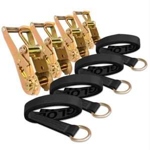 2" x 12' Lasso Tie Down Wheel Strap w/ Finger Hook Ratchet Chevron Tow - 8 PACK - Bild 1 von 1