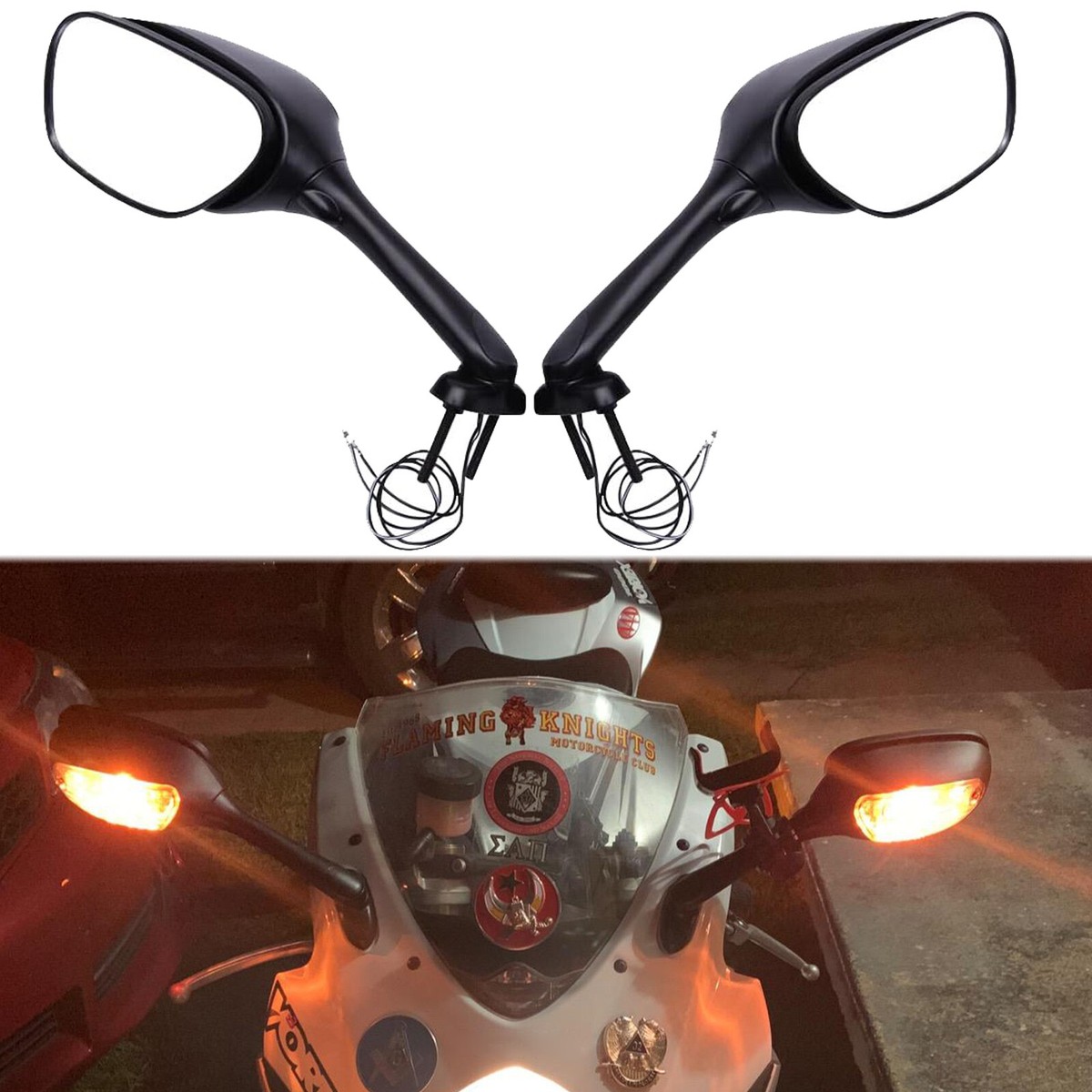 Retrovisores Para Moto Suzuki GSXR 600/750/1000 (2006-2010) - Homologados, Con Luz De Intermitente, Color Smoke/Negro