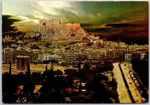 Postal del templo griego antiguo puesta de sol del Olimpiado Atenas Grecia - Imagen 1 de 2