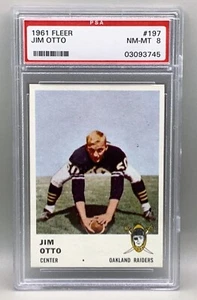 1961 Fleer #197 Jim Otto (RC/HOF) - Oakland Raiders PSA 8 NM-MT - Picture 1 of 2