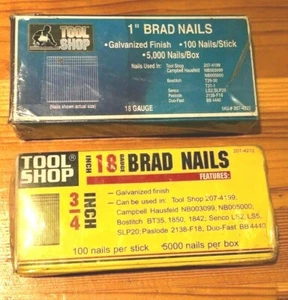 Tool Shop 18 Gauge Brad Nails, 1-Inch 5000 per Box & 3/4" 5000 per Box #2865 - Picture 1 of 1