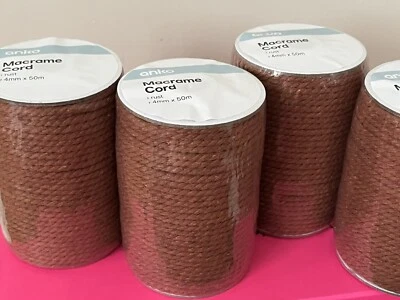 4 Spools Of Macrame Cord Rust Colour - 4mm  x 50m - Craft Cord Anko Brown - image 1 of 4