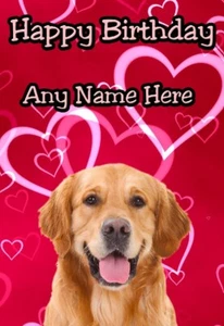 Golden Retriever Hund A5 personalisierte Karte Herzen Geburtstag Jahrestag usw MM8 - Bild 1 von 1