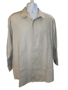 Mens XL Georgio Brutini Button Up Long Sleeve Pocket Shirt Formal Tan Collezione - Picture 1 of 18