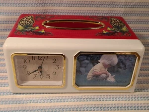 Vintage Uhr und Bilderrahmen Gesichtstücher Abdeckung verziert mit Pfauen - Bild 1 von 10