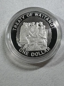 1990 New Zealand $1 Silver Proof Coin Treaty of Waitangi Commemorative - Picture 1 of 8