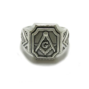 Genuine Sterling Silver Men's Masonic Ring Hallmarked Solid 925 Handmade - Picture 1 of 5