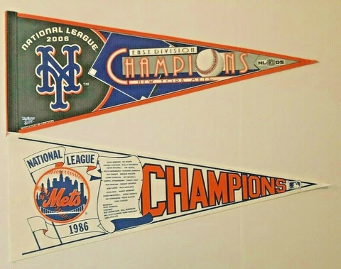 NEW YORK METS NL DIVISION CHAMPS WORLD SERIES VINTAGE MLB BASEBALL PENNANT LOT Cover