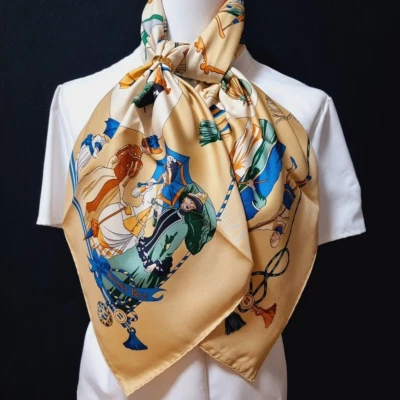 RARE VINTAGE HERMES Silk Scarf "Ombrelles et Parapluies" Carre 90 Duty-free US - Image 1 of 4