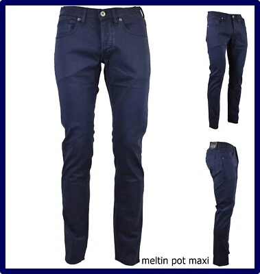 MELTIN' POT jeans uomo meltin pot slim fit elasticizzato maxi Pantalone Blu Cotone 46 48 50