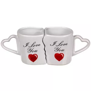 Doppeltasse Partnertasse Love You Valentinstag Tasse Herzen Kaffeebecher 2er Set - Bild 1 von 2