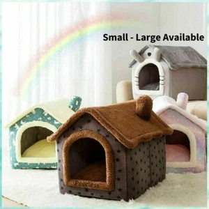 Pet Cat Puppy Dog Bed House Kennel Cave Igloo Soft Washable Cushion Small-Large - Picture 1 of 15