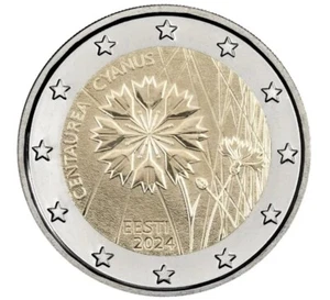 Moneda 2€ Estonia 2024 Aciano, flor nacional de Estonia SC/UNC. - Imagen 1 de 1