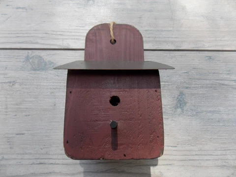 Wooden decorative Burgundy Colored Birdhouse Country/ Farmhouse Style Cover