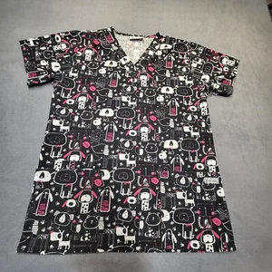 UA Scrubs Shirt Womens M Dog Puppies Short Sleeve Nursing Medical - Picture 1 of 6