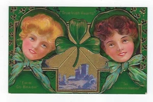 c1911 St Patrick's Day Postcard Series #3 Irish Hearts "The Shamrock Forever" - Picture 1 of 2