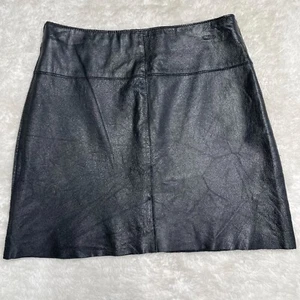 Wilson Leather Women's Black A-Line 100% Leather Zipped Skirt Size 2 - Picture 1 of 7