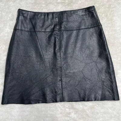 Falda Wilson de cuero para mujer negra línea A 100 % cuero con cremallera talla 2 Foto 1 de 4