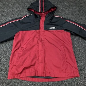 Gander Mountain Rain Jacket Boys Large Red Black Hooded Lightweight Windbreaker - Picture 1 of 12
