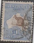 Kangaroo Stamp Australia 1 Pound Brown And Blue 3Rd Watermark Variety Break P