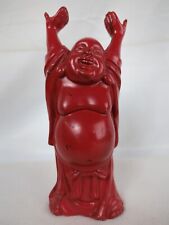 Red Plastic Happy Throw Your Hands Up Buddha 7.5" Tall