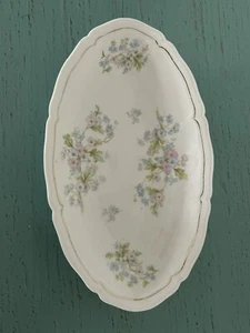 Vintage Vienna Austria China Small Oval Serving Bowl Dish Pink Blue Flowers - Picture 1 of 2