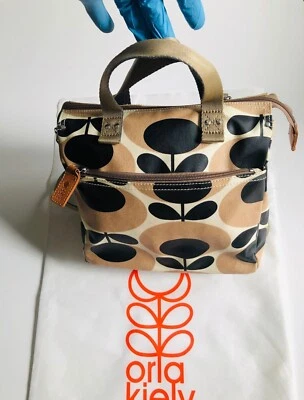 Orla Kiely Rare Brown Giant Oval Stem Buddy Backpack Handbag Tote Bag - Image 1 of 4