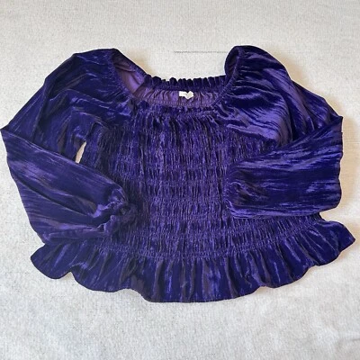 Top de Terciopelo Púrpura Talla L Manga Globo Calado Campesino Gótico Romántico Capricho Foto 1 de 4