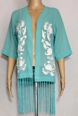 Crazy Train Brooklyn Sheer Open Wrap 100% Polyester Teal One Size Fits All NWT - Image 1 of 4