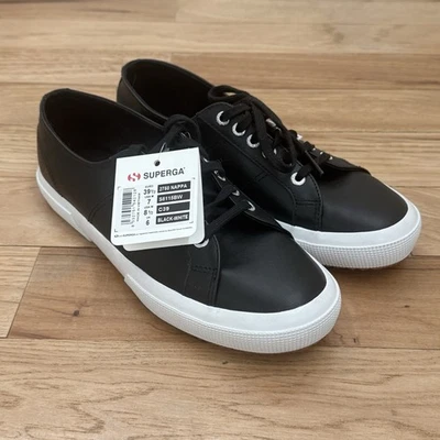 Superga Cotu 2750 Black Nappa Leather Women’s US 8.5 EU 39.5 - Image 1 of 4
