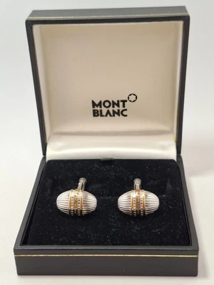 Auténticos gemelos Montblanc oro plata 925 grabados ovalados Foto 1 de 4